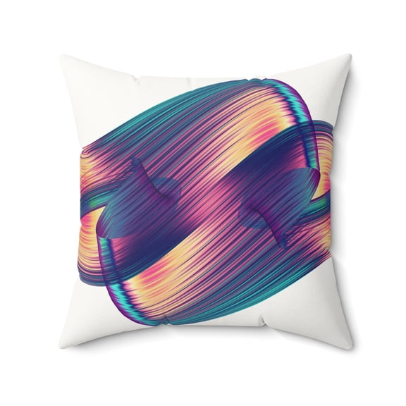 Neon Spectrum Flow Faux Leather Throw Pillow Modern Abstract Accent Cushion, 20x20