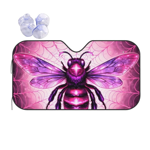 Neon Spider Bee Car Windshield Sun Shade Universal Fit Auto Sun Visor Protector