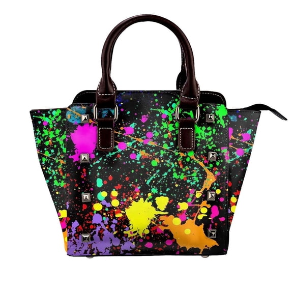 Neon Splatter Paint Rivet Fashion One-Shoulder Women's Handbag Tote Bag