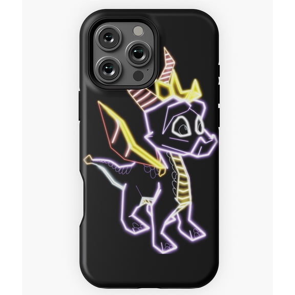 Neon Spyro The Dragon Bright Gaming Phone Case for iPhone 16 15 14 13 12 11 Pro Max