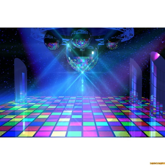 Neon Stage Backdrop Music Ball Light Rays 80s 90s Disco Hip Hop Party Photography Background r Photo Studio Photoshoot Props