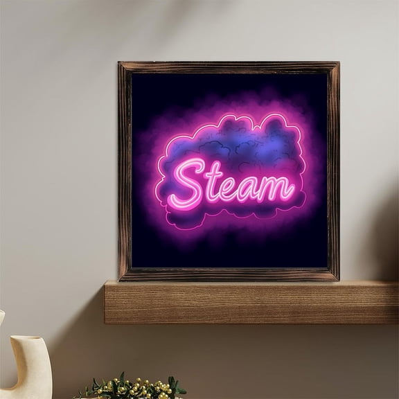 Neon Steam Vapor Wooden Sign Wall Plaque - Vintage Art Decoration, Wall Decoration - Ideal Gift For Home Decoration, Living Room, Bathroom, Bedroom, Garden, Dining, Bar, Cafe, Festival Party Decor