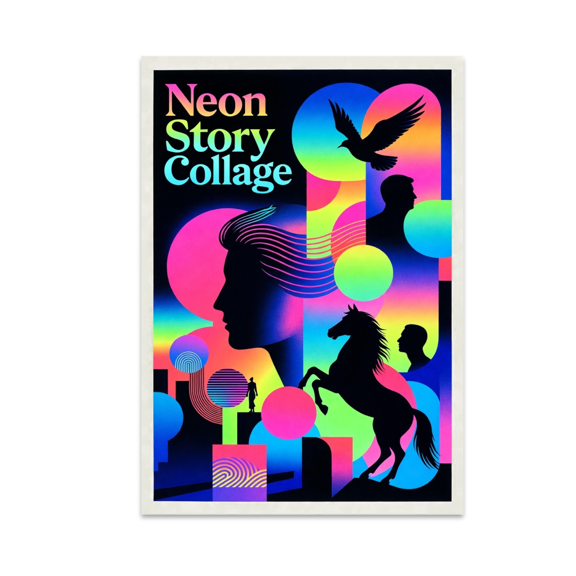 Neon Story Collage - Art Enthusiast - 13x19 Poster Print