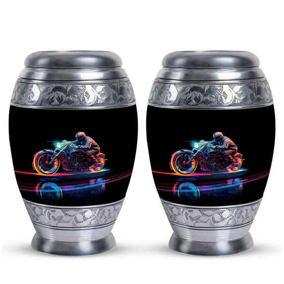Neon Streak Biker Adult Urns For Human Ashes Women - Small Cremation Urns For Human Ashes - Funeral Urns For Human Ashes Adult - Decorative Urns For Women (Size -3inch, 2pcs)