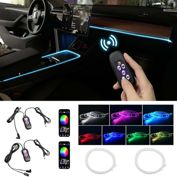 Neon Strip Light For Car Interior Panel - Bluetooth APP Control | USB Powered | 10ft Flexible LED Rope | Music Sync | Multicolor Ambient Illumination | Radiation-Free | Universal Fit | Easy