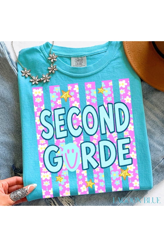 Neon Striped Second Grade Shirt Back To School Gift 2nd Grade Teacher Tshirt Elementary Sc