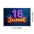 thumbnail image 1 of Neon Style 16 Sweet Backdrop Banner, Teen Birthday Party Decorations, Photography Props, Party Background, Photo Booth Decor, Celebration Decor, 1 of 8