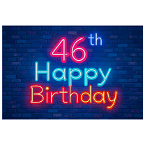 Neon Style 46th Birthday Banner Background Party Decoration Backdrop Photography Props for Birthday Party Celebrations Happy Birthday Decor for Photo Booth Setups