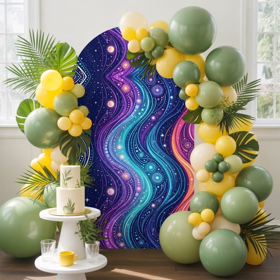 Neon Style Arch Backdrop Cover, 6FT, Abstract Boho Colorful Flowing Waves Spandex Arch Covers Double-Sided Backdrop for Wedding Birthday Party Photo Background Decoration