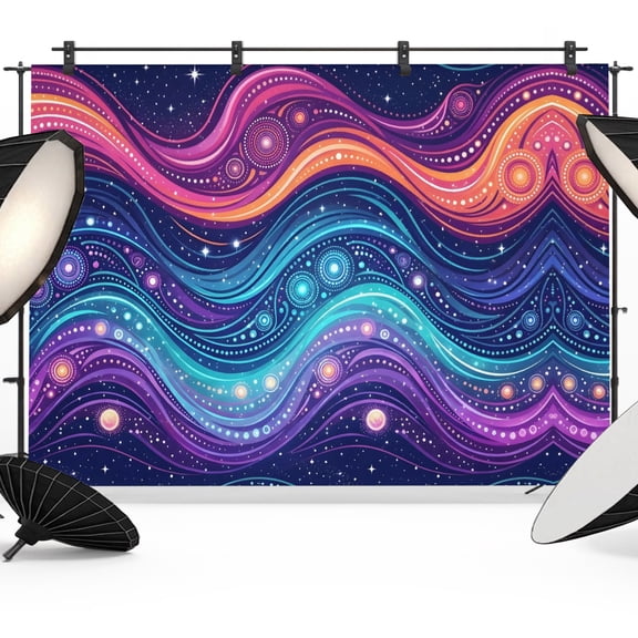 Neon Style Backdrops for Photography, Abstract Boho Colorful Flowing Waves Fabric Photo Background Sturdy Studio Props for Photo Studio, Video Recording, Booth & Photoshoot 8x6ft