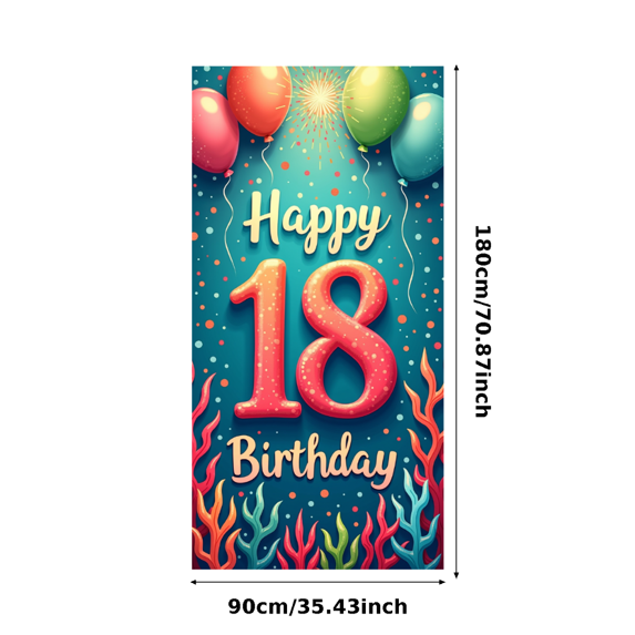 Neon Style Happy 18 Birthday Backdrop Banner Party Decoration Background for Photography Birthday Parties Celebration Events Photo Props