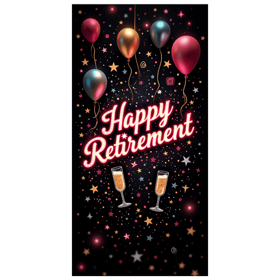 Neon Style Happy Retirement Banner Party Decoration Background Backdrop for Retirement Party Celebrations Photography Props Decorations