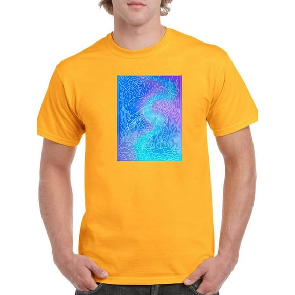 Neon Style Mushrooms T-Shirt Men -Image by Shutterstock, Male Large