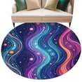 thumbnail image 1 of Neon Style Round Living Room Rugs 7 ft, Abstract Boho Colorful Flowing Waves Washable Area Rug with Non-Slip Sturdy Edge Binding Round Carpet for Kitchen Office Bedroom, 1 of 9