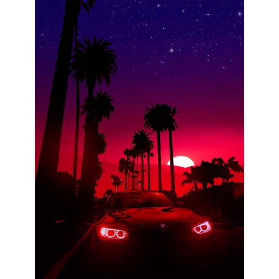 Neon Sunset Drive Poster Print - Ritvik Takkar (24 x 36)