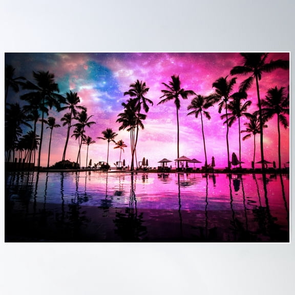 Neon Sunset Poster Wall Art, Modern Wall Decor For Living Room Bedroom, 16x24 UNFRAMED