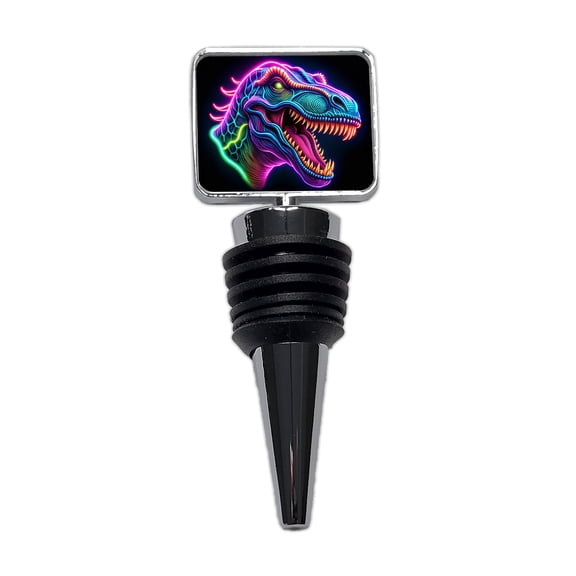 Neon T-Rex Dinosaur Head Wine Bottle Stopper Cap Plug