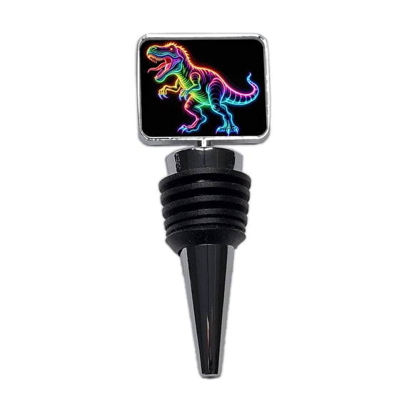 Neon T-Rex Dinosaur Wine Bottle Stopper Cap Plug