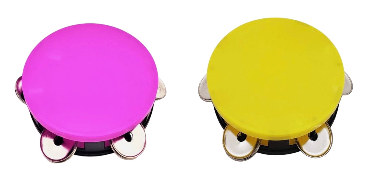 Neon Tambourines Kids Musical Instrument 2-Pack 5.5 Inch