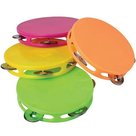 Neon Tambourines Toy - 4 Assorted Neon Color