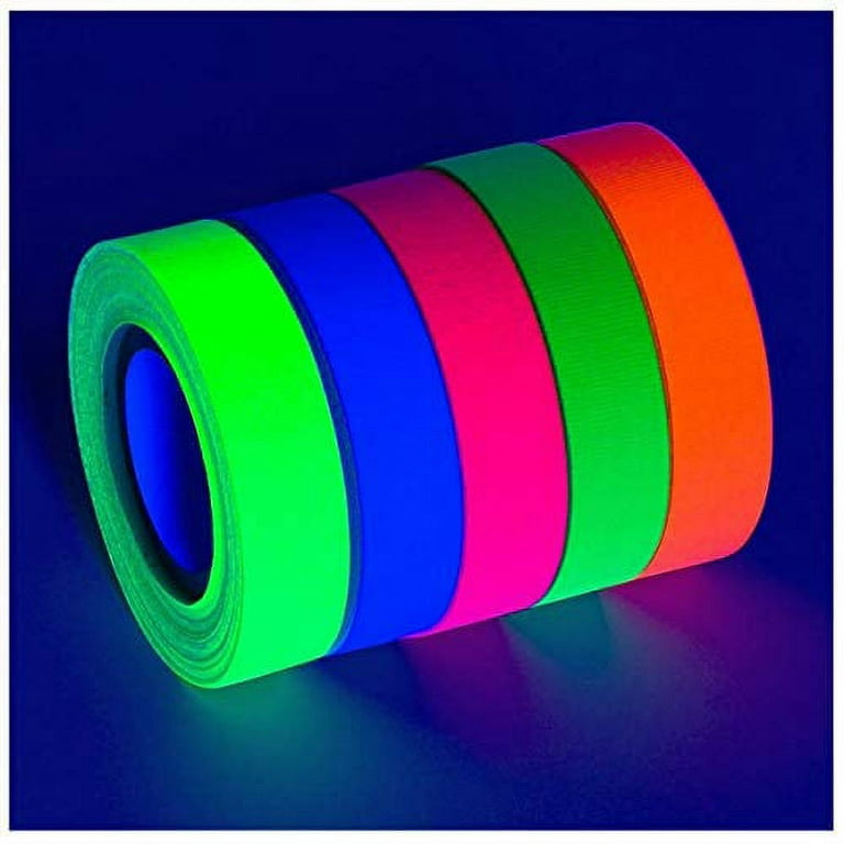 Neon Tape - Blacklight Reactive Glow Tape - UV Fluorescent Black Light Room  Decor - Decorations for Luminous Glow Party - Glow King Blacklight Party  Supplies - .5 in x 60 ft 