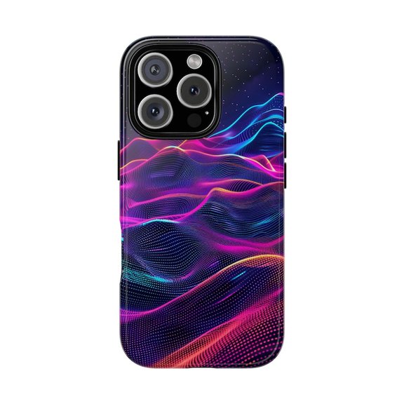 Neon Technicolor Spectrum Synth Waves Phone Case with iPhone 17 to 11 Pro Max