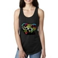 thumbnail image 1 of Neon Technicolor Trippy Party Rainbow Koala | Womens Animal Lover Jersey Racerback Tank Top, Black, Small, 1 of 4