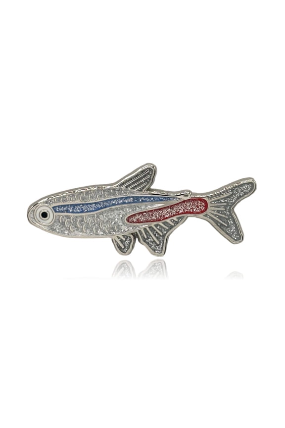 Neon Tetra Fish Enamel Pin