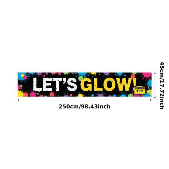 Neon Theme Banner Glow Party Backdrop Polyester Material for Birthday Party Event Decor Celebration