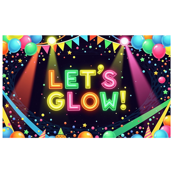 Neon Theme Glow Party Banner Colorful Design for Dance Party Indoor Event Celebration