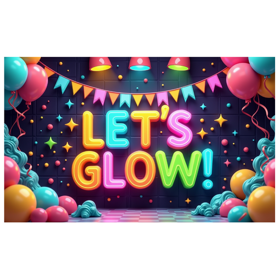 Neon Theme Glow Party Banner Colorful Design for Dance Party Indoor Event Celebration