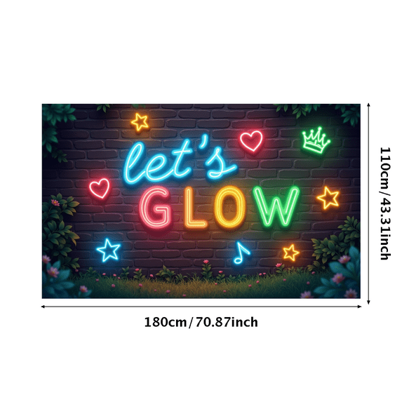 Neon Theme Let's Glow Banner Creative Decorative Glow in the Dark Neon Party Banner for Music Event Dance Party Kids Celebration