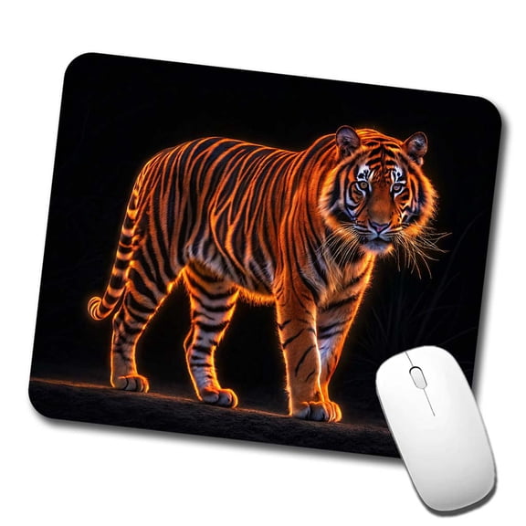 Neon Tiger Orange Mouse Pad Low Profile Gaming Mat