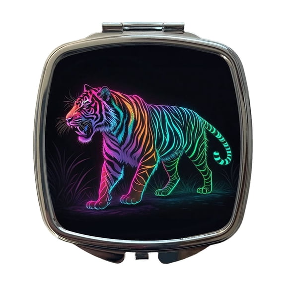 Neon Tiger Stunning Travel Makeup Handbag Purse Small Pocket Compact Mirror