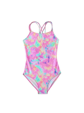 Gubotare Girls's Swimsuit Three Piece Rainbow Bikini Swimsuit For 6 To 14  Years Swimming Pool Hot Spring Cute Bathing Suit Girls,Pink 6-8Years