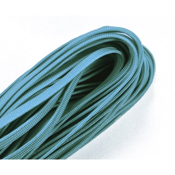 Neon Turquoise Coreless / Flat 550 Paracord - 100 Foot Bundle
