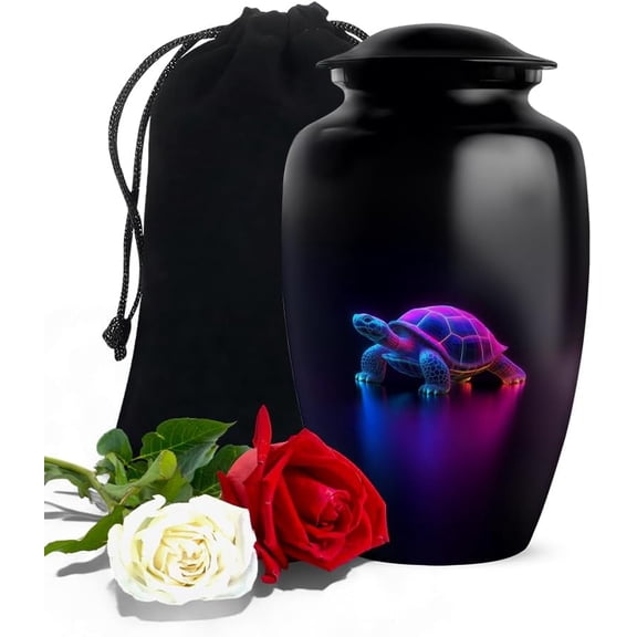 Neon Turtle Cremation Urn, Urns For Ashes Adult Male, Spiritual Turtle Themed Urn For Human Ashes, Funeral Cremation Urns For Ash Keepsake, Size 6 Inch 1pcs