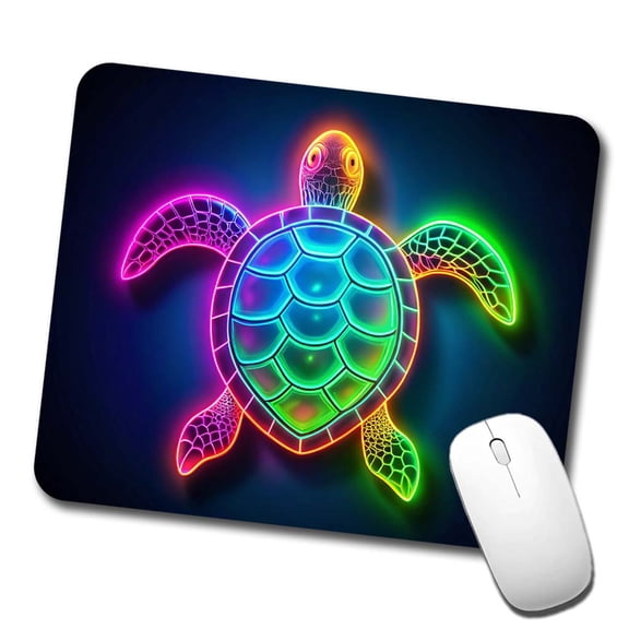 Neon Turtle Mouse Pad Low Profile Gaming Mat