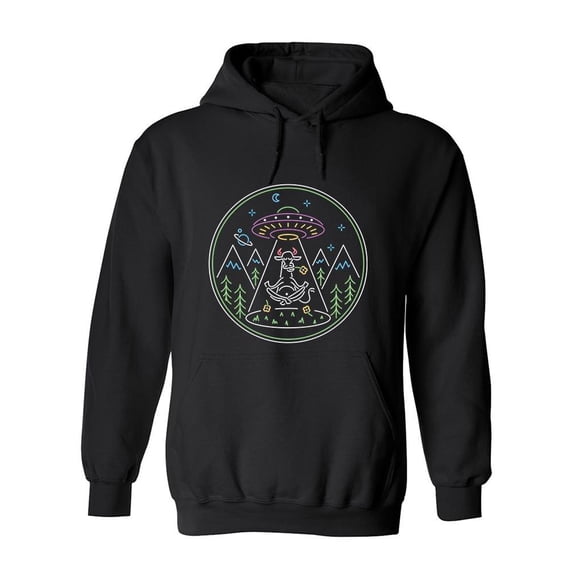 Neon Ufo And Cow Hoodie Men -Image by Shutterstock, Male Medium