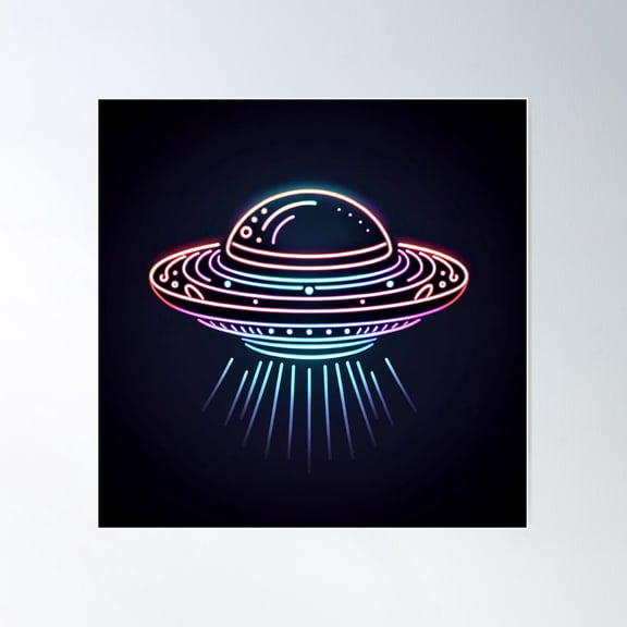 Neon Ufo Poster Wall Art, Modern Wall Decor For Living Room Bedroom, 30x30 UNFRAMED