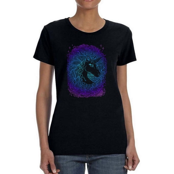Neon Unicorn Portrait Shaped T-Shirt Women -Image by Shutterstock, Female Small