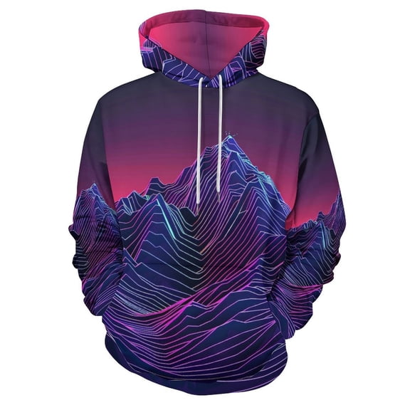 Neon Valley Cyber Future Regular Fit Hoodie, Sporty Pullover Hooded Sweatshirt for Men Women S