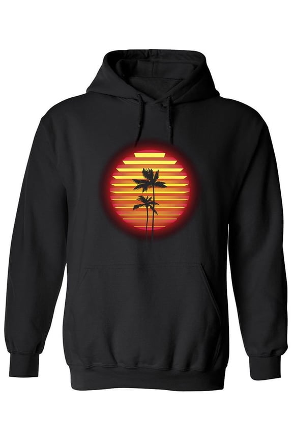 Neon Vaporwave With Palms Hoodie Men -Image by Shutterstock, Male Small