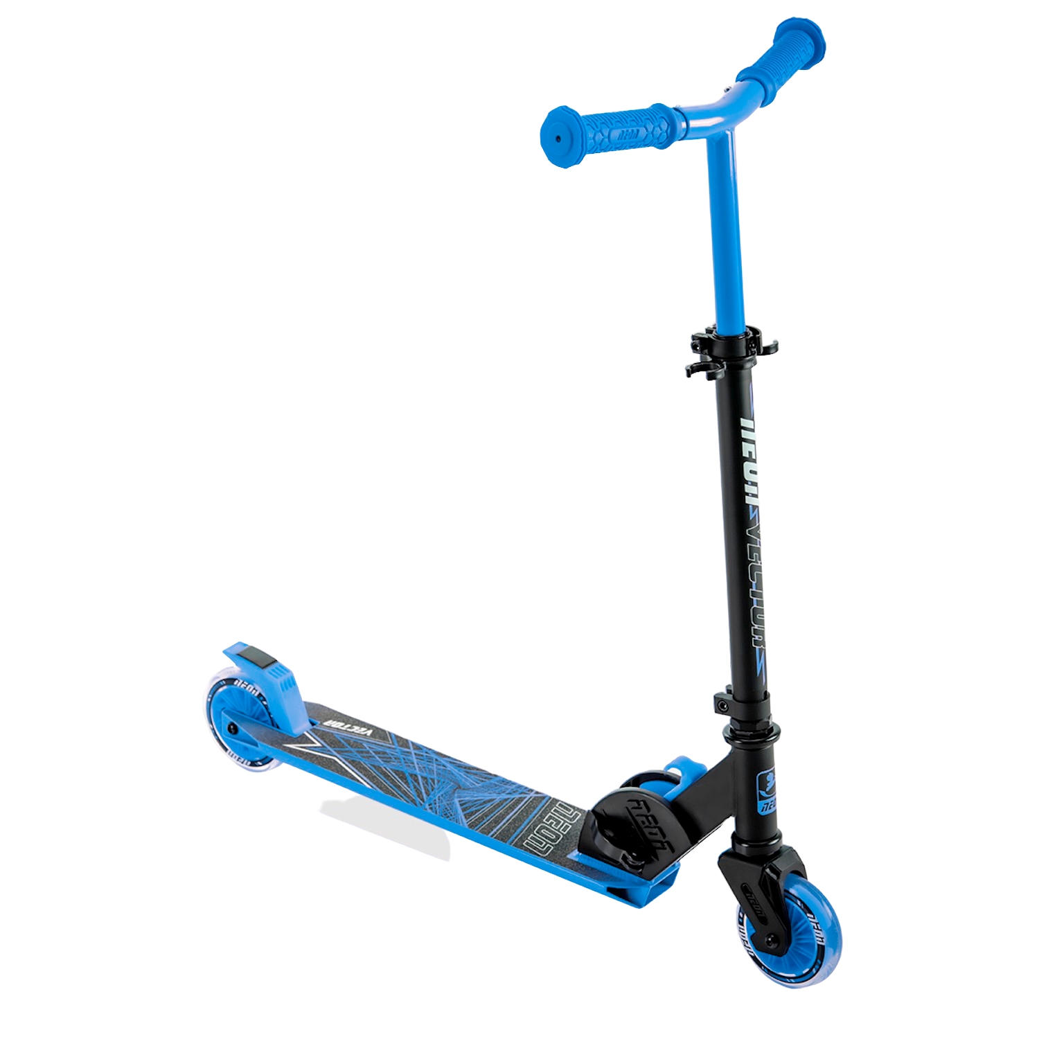 Neon Vector Folding Kid Scooter with Light up Wheels Blue from 5 years - image 1 of 6
