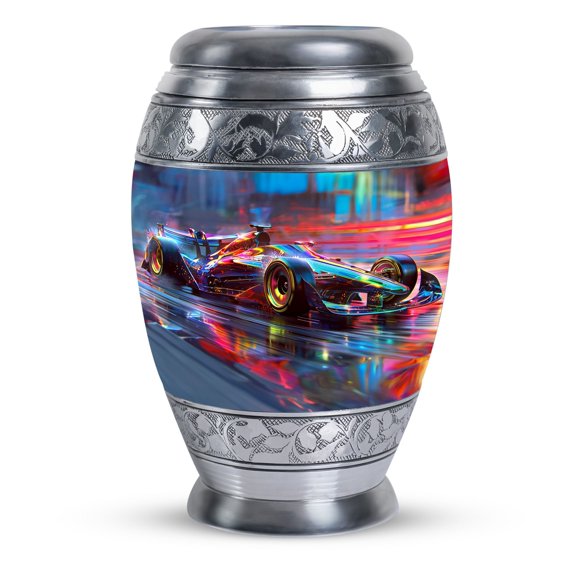 Neon Velocity Racing Blur Car - Keepsake Urns For Ashes Adult Male - Decorative Mini Urn For Adult Female - Elegant Keepsake For Human Ashes 3 Inch, 1 Pc