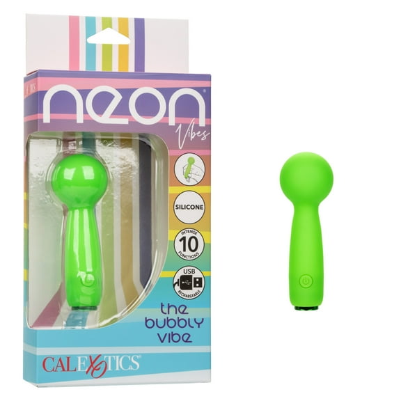 CalExotics Neon Vibes The Bubbly Vibe Rechargeable Silicone Bullet Vibrator, Green