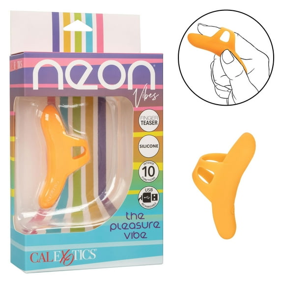 CalExotics Neon Vibes the Pleasure Vibe Finger Teaser Vibrator - Orange