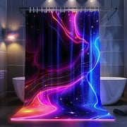 Neon Wave Glow: Elevate Your Bathroom with Vibrant and Modern Shower Curtain Design
