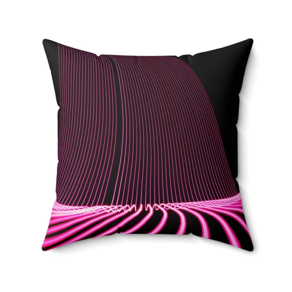 Neon Wave Line Faux Suede Throw Pillow Modern Abstract Accent Cushion, 20x20