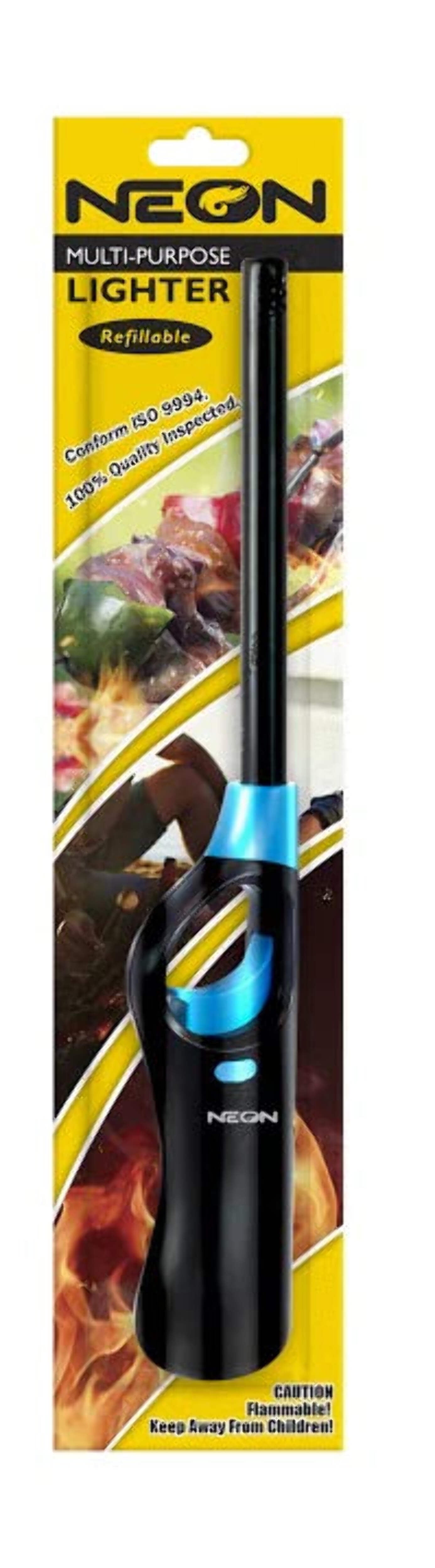 Neon Windproof Multi Purpose Lighter Refillable Blister - Case - 24 Units